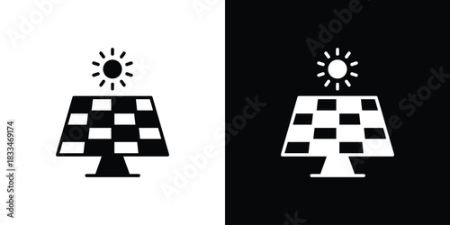 Solar panel icon set. flat icon collection. flat line silhouette set.