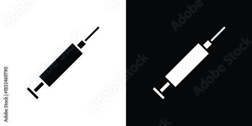 Syringe icon set. flat icon collection. flat line silhouette set.