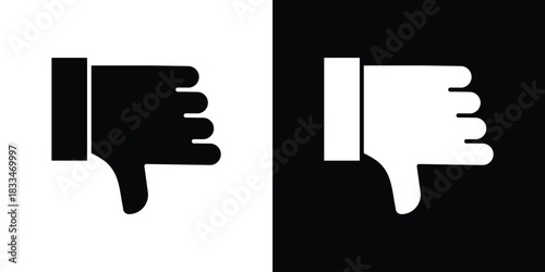 Thumbs down icon set. flat icon collection. flat line silhouette set.