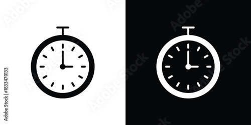 Timer icon set. flat icon collection. flat line silhouette set.