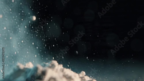 Cinematic View of a Vast Mountain of Refined White Lithium Powder, Showcasing Its Fine Texture, Industrial Significance, Clean-Energy Potential, and the Visual Impact of This Critical Modern Raw Mater