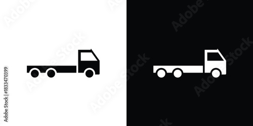 Truck icon set. flat icon collection. flat line silhouette set.