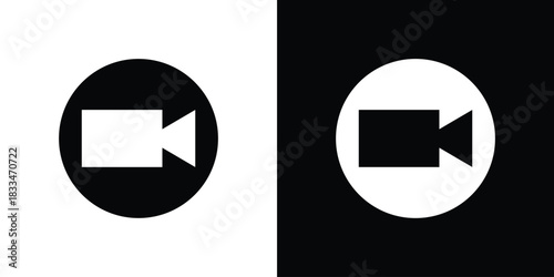 Video call icon set. flat icon collection. flat line silhouette set.