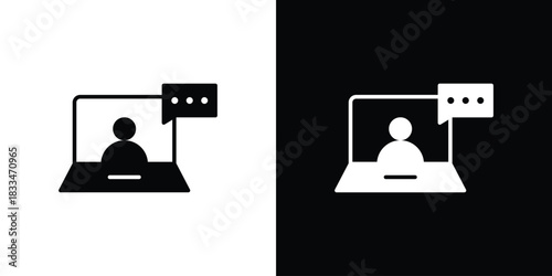 Webinar icon set. flat icon collection. flat line silhouette set.