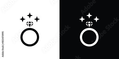 Wedding ring icon set. flat icon collection. flat line silhouette set.