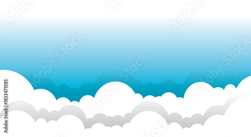 Illustration of white clouds on a blue gradient background