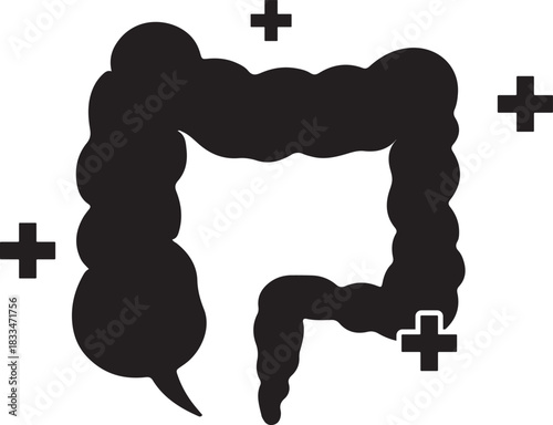 Positive digestive health and colon care symbol