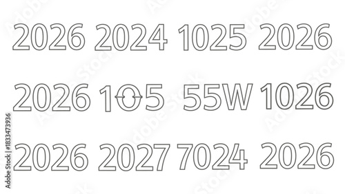 Collection of Random Numbers and Letters on White Background for Education 2026 2024