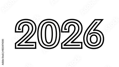 Elegant and modern 2026 new year design element with outlined number for graphic projects