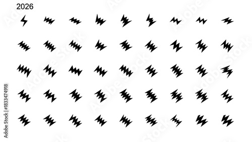 Minimalist lightning bolt pattern background, a series of electrical discharge symbols arranged in