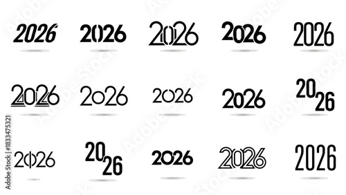 Variations of the Year 2026 Typography Designs for Future Calendars and Events