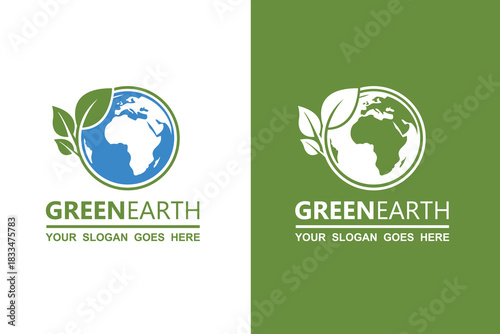 ecology earth planet globe icons isolated on white and green background