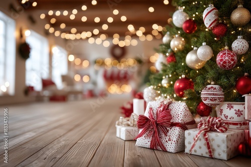 Vivid decorations and illumination transform celebrations into lively events, Joyful festive environment created through luminous lighting and vibrant decorative accents