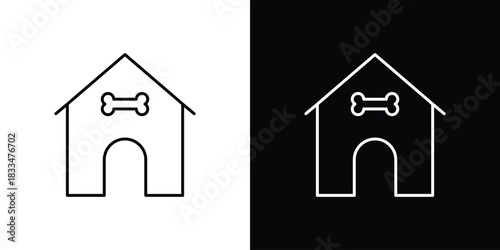 Pet house icons vector symbol with editable stroke lines for web designs