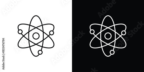 Physics icons vector symbol with editable stroke lines for web designs