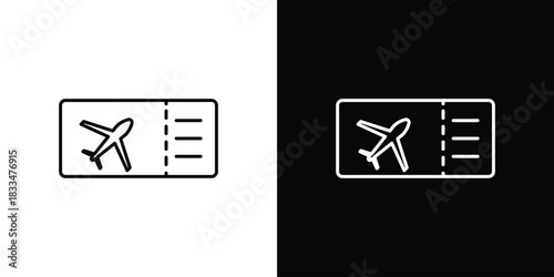 Plane Ticket icons vector symbol with editable stroke lines for web designs