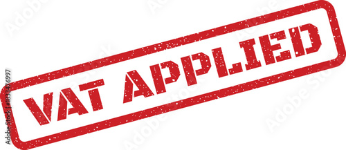 Distressed rubber stamp illustration conveying the essential financial message VAT APPLIED, ideal for invoices, receipts, or tax forms