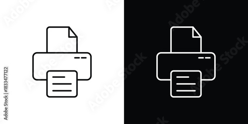Print button icons vector symbol with editable stroke lines for web designs