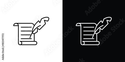 Quill icons vector symbol with editable stroke lines for web designs