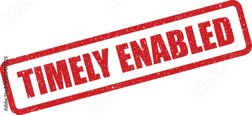 Distressed rubber stamp indicating a feature, option, or process has been activated or permitted on time