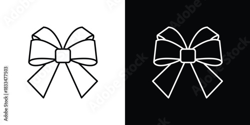 Ribbon icons vector symbol with editable stroke lines for web designs