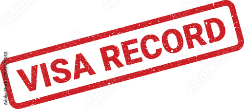 Distressed textured rubber stamp with VISA RECORD text, indicating official documentation for an archive reference