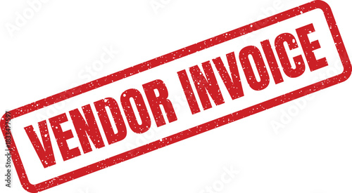 Financial document inspired rubber stamp with a grunge effect displaying the text vendor invoice for billing and transaction records