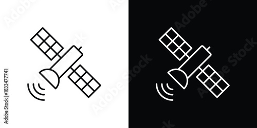 Satellite icons vector symbol with editable stroke lines for web designs