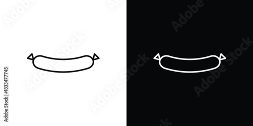 Sausage icons vector symbol with editable stroke lines for web designs
