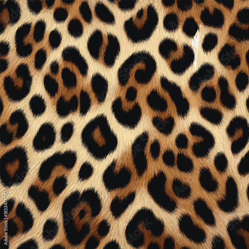 A detailed close-up of a realistic leopard animal skin pattern, showcasing the beautiful and wild fur texture with classic spots for a natural background