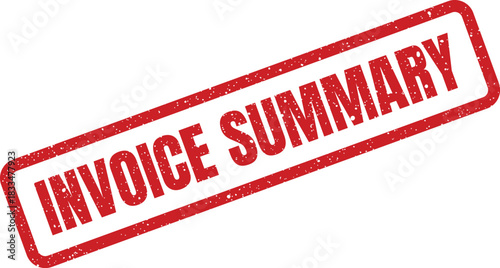 Grunge rubber stamp with the text Invoice Summary displayed diagonally on a document, indicating a financial overview