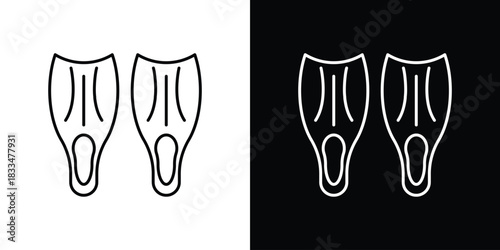 Scuba diving icons vector symbol with editable stroke lines for web designs
