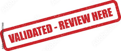 Grunge stamp confirming content as validated, directing viewers to review it at this specific location
