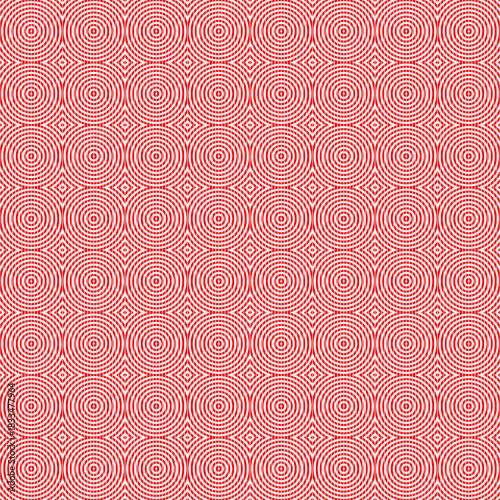 Seamless pattern. Circles ornament. Rings background. Linear wallpaper. Modern motif. Geometrical backdrop. Circle shapes digital paper. Ring figures web designing. Ethnic textile print. Vector