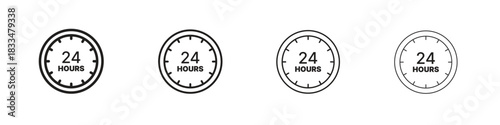 24 Hrs icon, thin line symbols. eps 10 vector