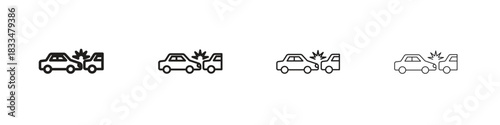 Accident icon, thin line symbols. eps 10 vector