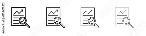 Analytics report icon, thin line symbols. eps 10 vector