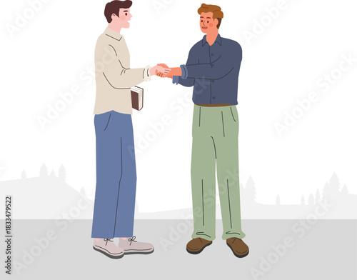 Friendly Handshake Between Two Men