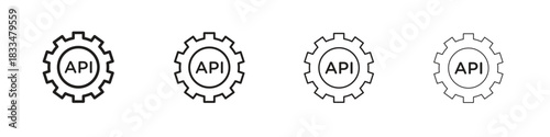 API icon, thin line symbols. eps 10 vector