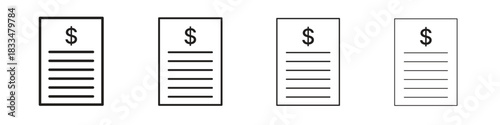 Bank statement icon, thin line symbols. eps 10 vector