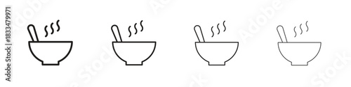 Bowl of soup icon, thin line symbols. eps 10 vector