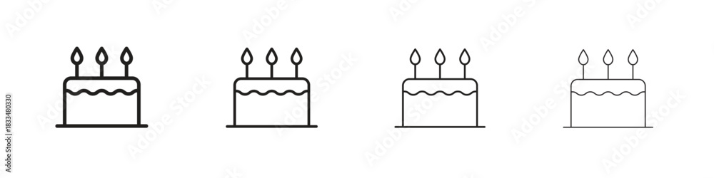 Naklejka premium Cake icon, thin line symbols. eps 10 vector