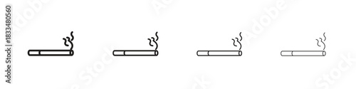 Cigarette icon, thin line symbols. eps 10 vector