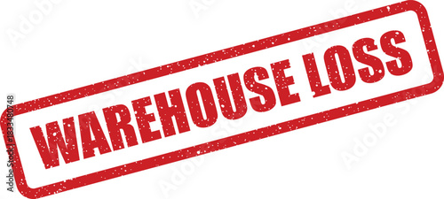 Grungy red rubber stamp with WAREHOUSE LOSS text for indicating inventory discrepancies and auditing purposes