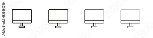 Computer icon, thin line symbols. eps 10 vector