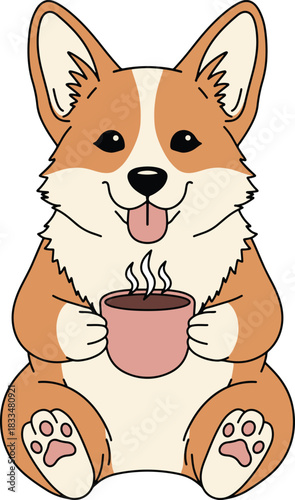 Cozy Corgi Coffee Break