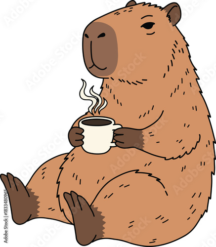 Cozy Capybara Enjoying a Hot Drink