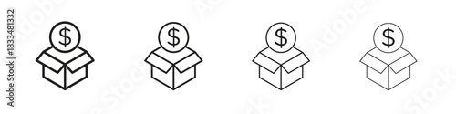 Donation box icon, thin line symbols. eps 10 vector