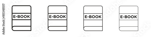 E-book icon, thin line symbols. eps 10 vector
