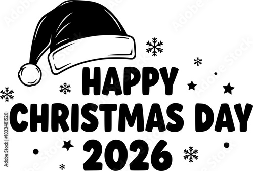 Festive Christmas greeting with Santa hat holiday
